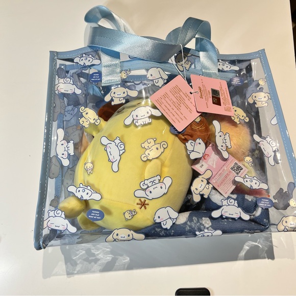 Sanrio Handbags - NWTS Rare Cinnamoroll Mocha Blue Clear PVC Tote Bag